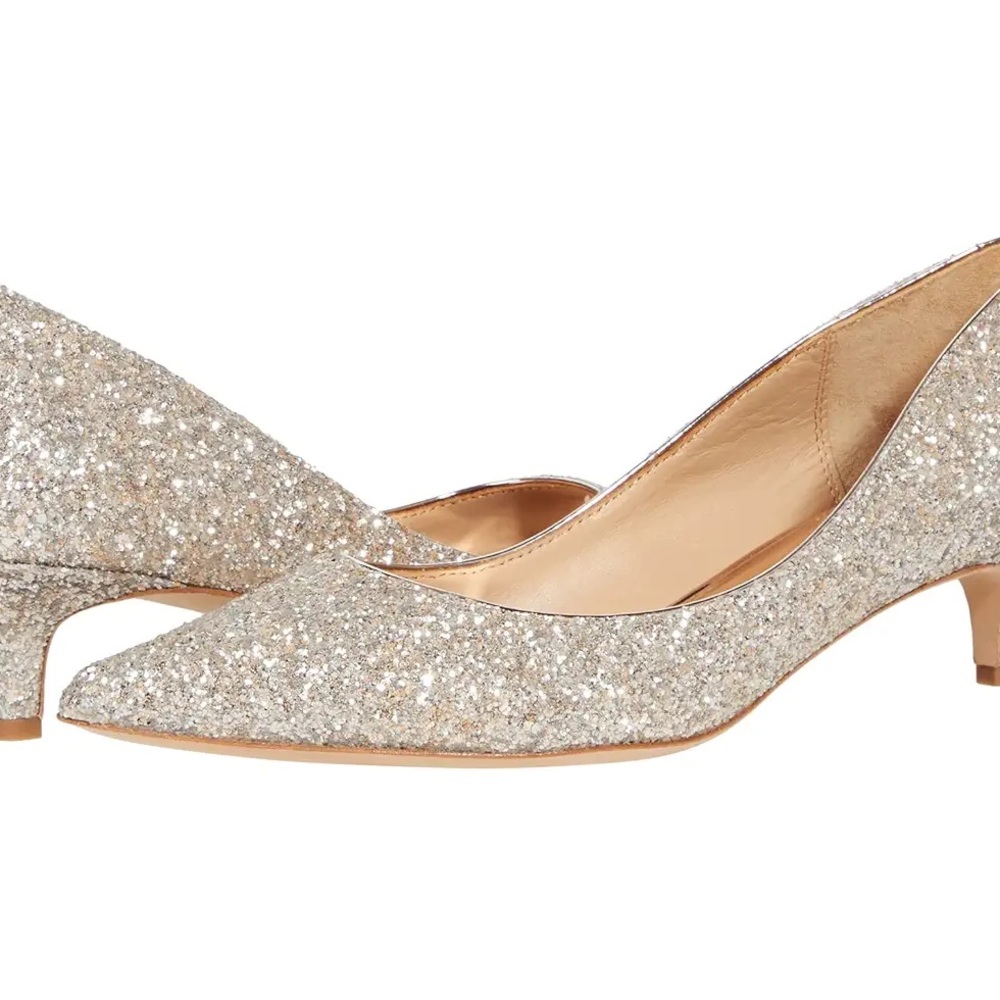 Badgley MischkaMadison II, a kitten-heel pump covered in chunky glitter.Size 7W